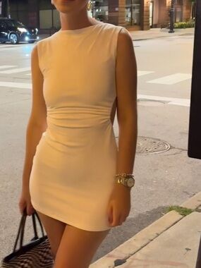 Sleeveless Crewneck Mini Dress in Ivory